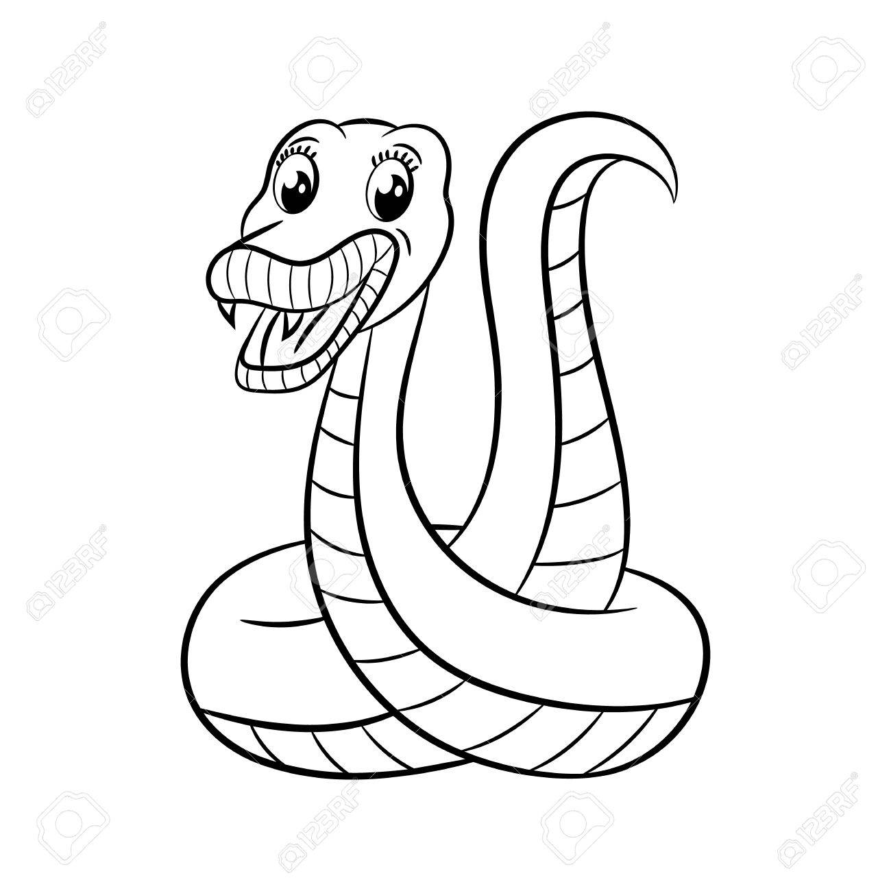 1300x1300 Snake. Coloring Book Design For Kids And Children. Vector
