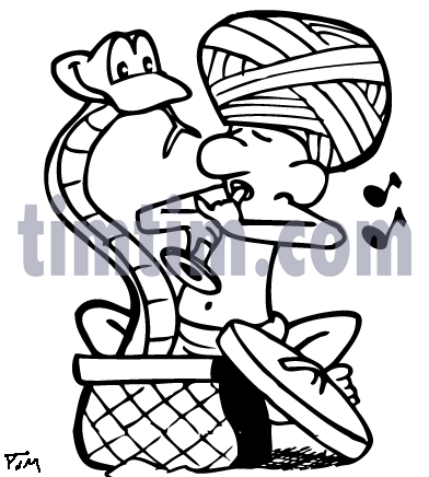 392x436 Free Drawing Of A Snake Charmer Bw From The Category Occupations