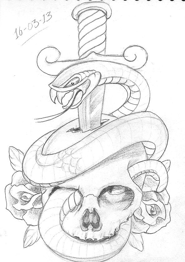 593x841 Tattoo Sketch A Day Snakes March 15th