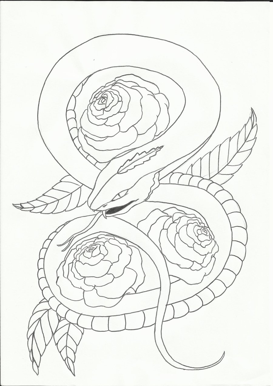 900x1272 Snake Tattoo Design By Sasan Ghods