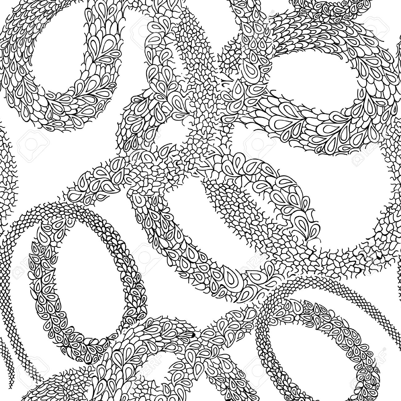 1300x1300 Abstract Ornametal Spiral Seamless Black And White Outline Pattern