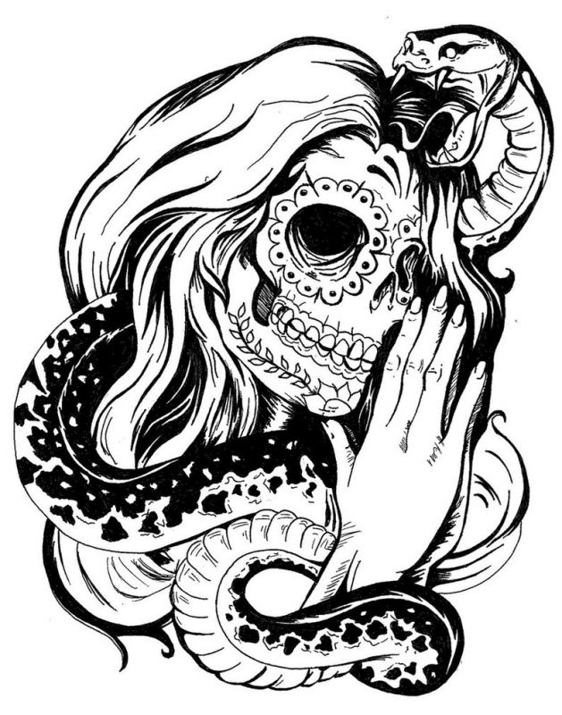 629x800 Skeleton Woman With Snake