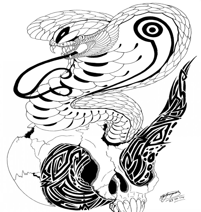 800x844 Snake Skull Tattoos Design