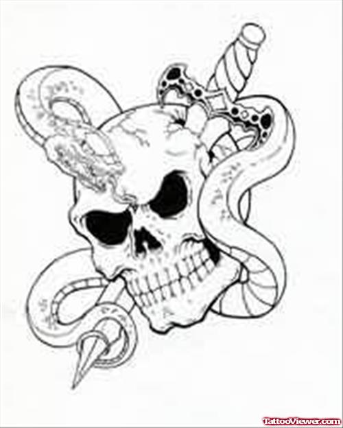 500x624 Skull And Snake Tattoo Design Tattoo