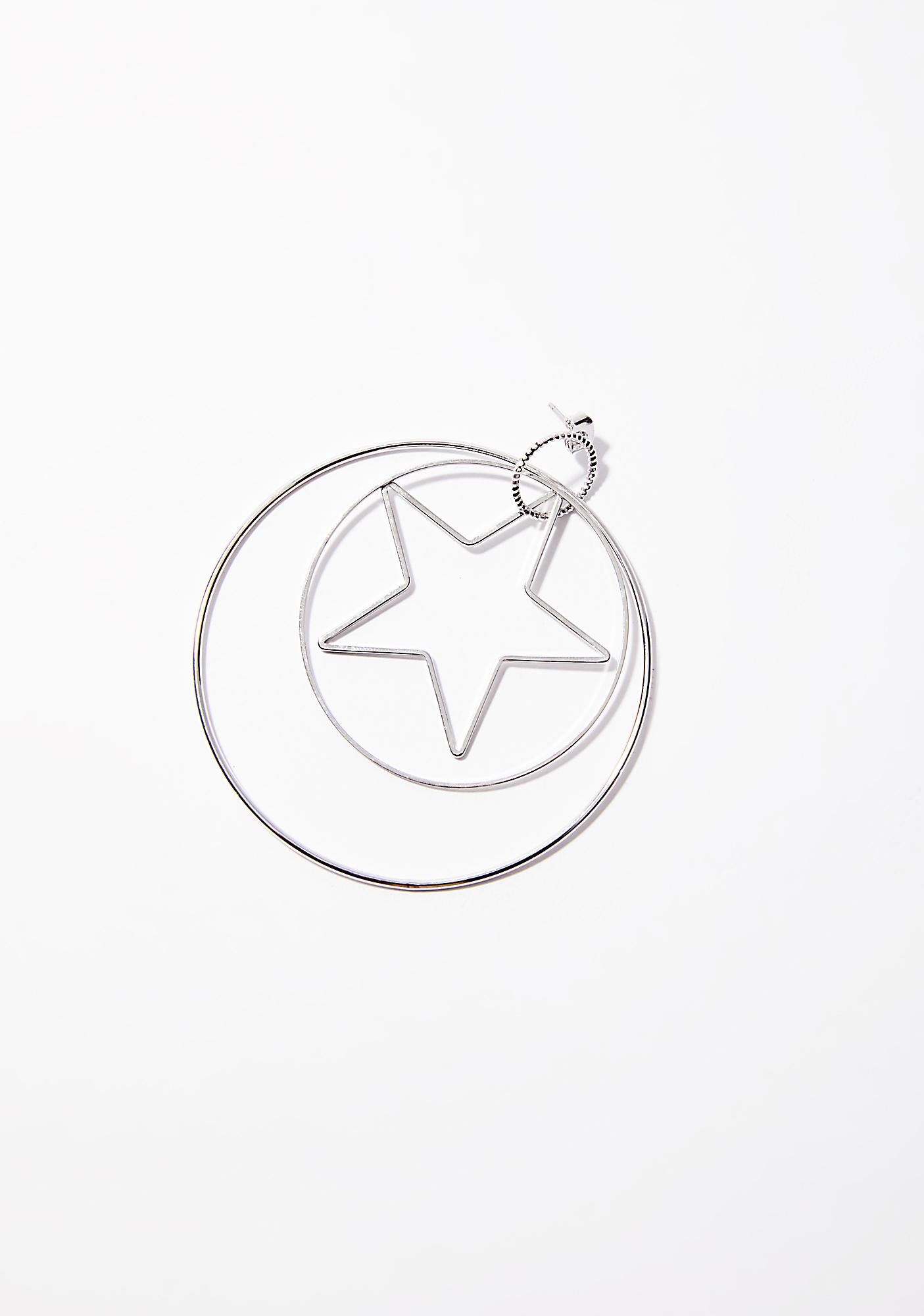 1405x2000 Silver Star And Moon Hoop Earrings Dolls Kill