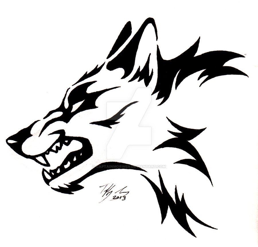 900x864 Snarling Wolf Head Tattoo By Captainmorwen