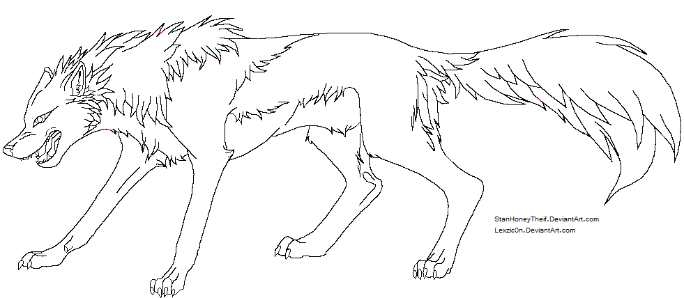 981x428 Snarling Wolf Lineart By Lexzic0n