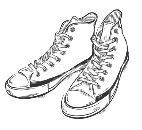 479x439 Hand Drawn Old School Sneakers Stock Vector