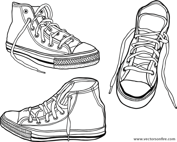 600x480 Hand Drawn Sneakers (3 Illustrations), Vector Graphics