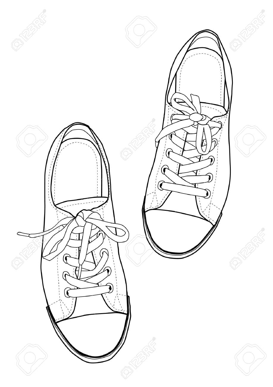918x1300 Sneakers Line Art Royalty Free Cliparts, Vectors, And Stock