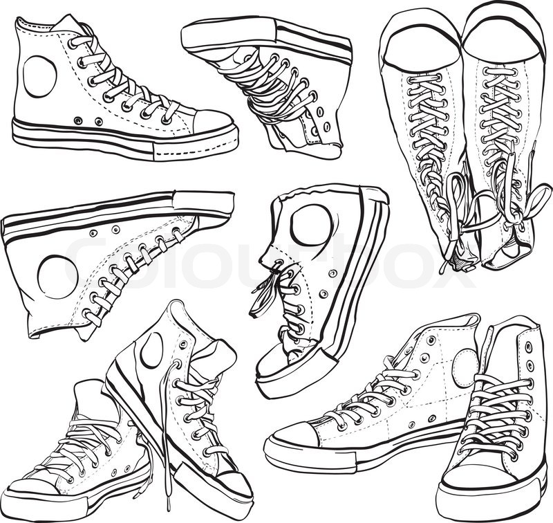 800x756 Vector Hand Drawn Illustration Of Sneakers Isolated On White