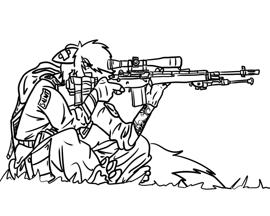 900x720 Sniper Wolf Line Art By Saintversa
