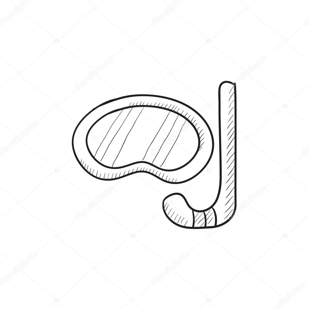 1024x1024 Mask And Snorkel Sketch Icon. Stock Vector Rastudio