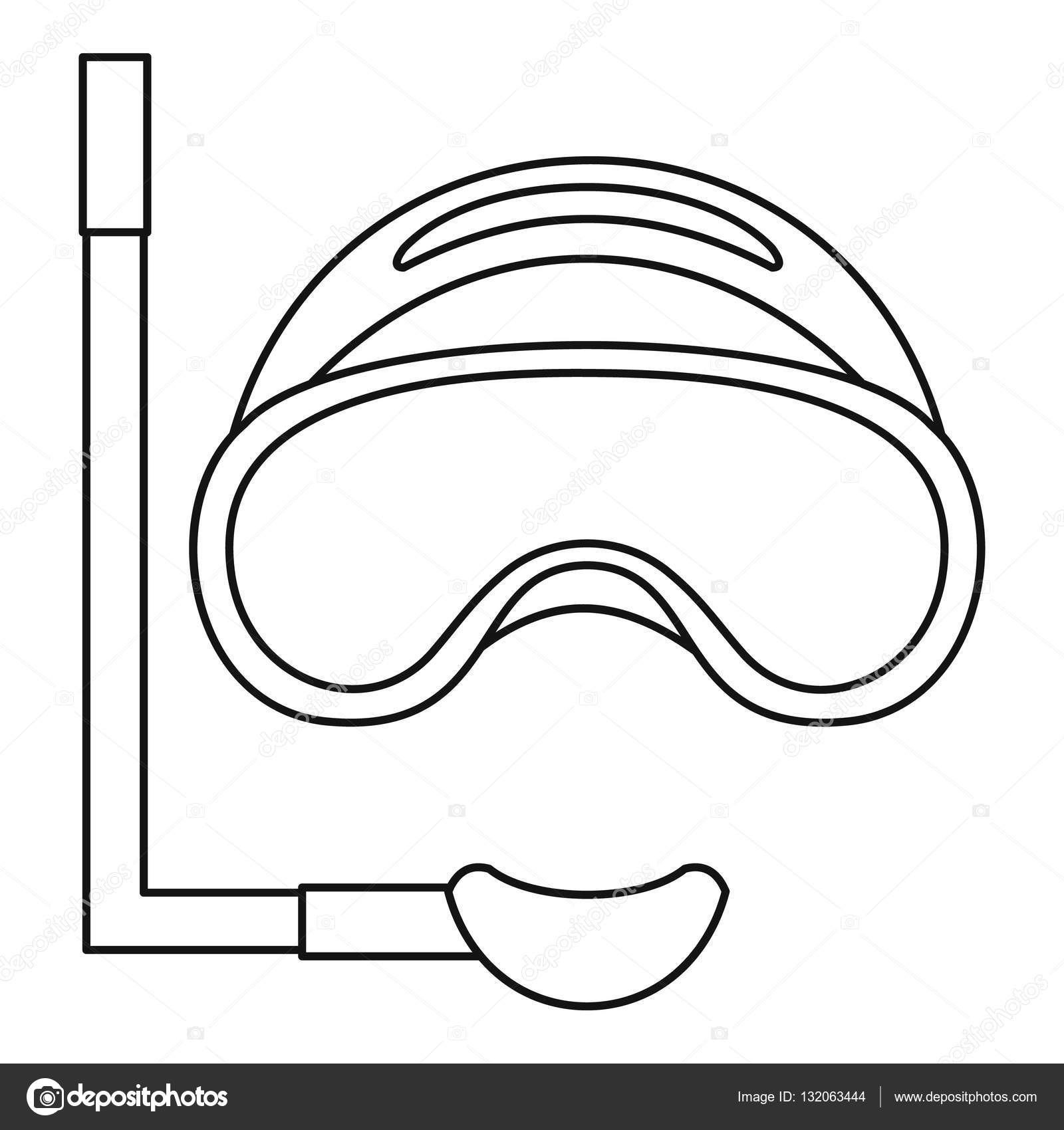 1600x1700 Scuba Mask And Snorkel Icon, Outline Style Stock Vector