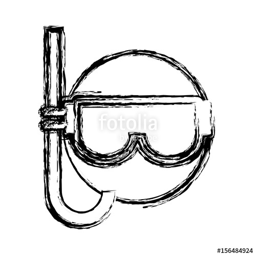 500x500 Face With Snorkel Mask Icon Over White Background. Vector
