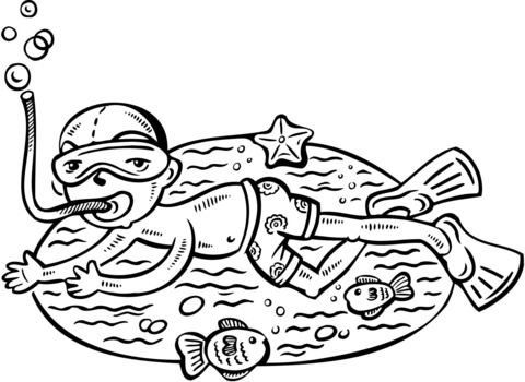 480x350 Child Snorkeling Coloring Page Free Printable Coloring Pages