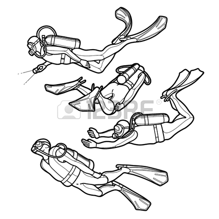 450x450 Diver, Hand Drawing Converted Royalty Free Cliparts, Vectors,