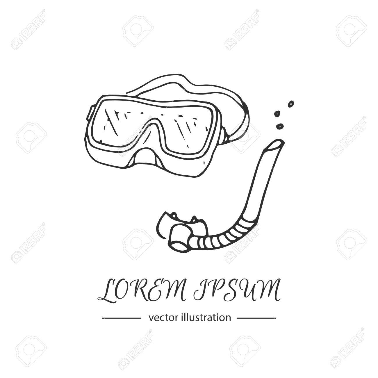 1300x1300 Hand Drawn Doodle Snorkeling Equipment Icon Vector Illustration