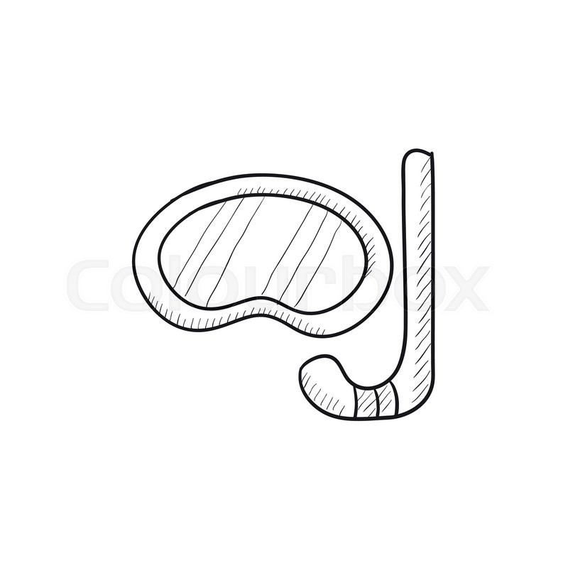 800x800 Mask And Snorkel Vector Sketch Icon Isolated On Background. Hand