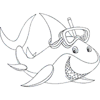 200x200 Snorkeling Shark Coloring Pages Surfnetkids