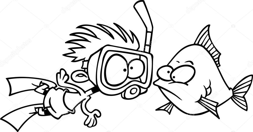 1024x534 Cartoon Boy Snorkeling Stock Vector Ronleishman