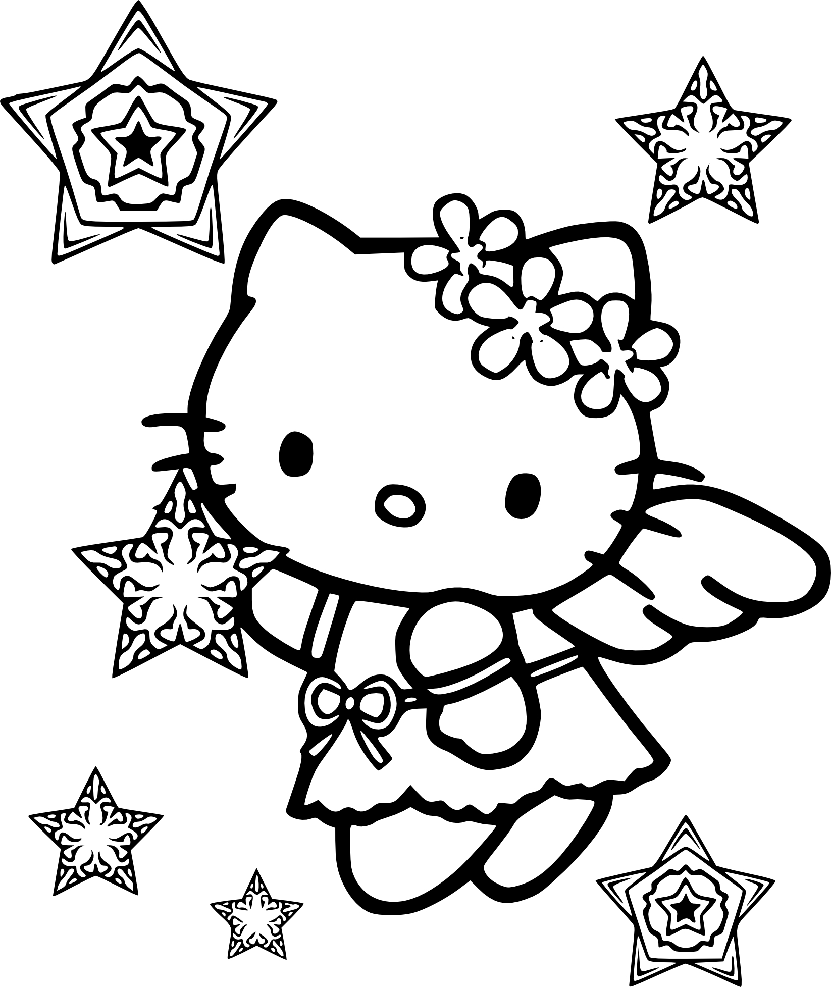 1646x1955 Hello Kitty Snow Angel Coloring Page
