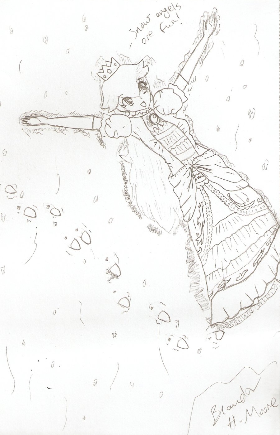 900x1395 Princess Peach And Snow Angels By Brandonecstasyidgaf