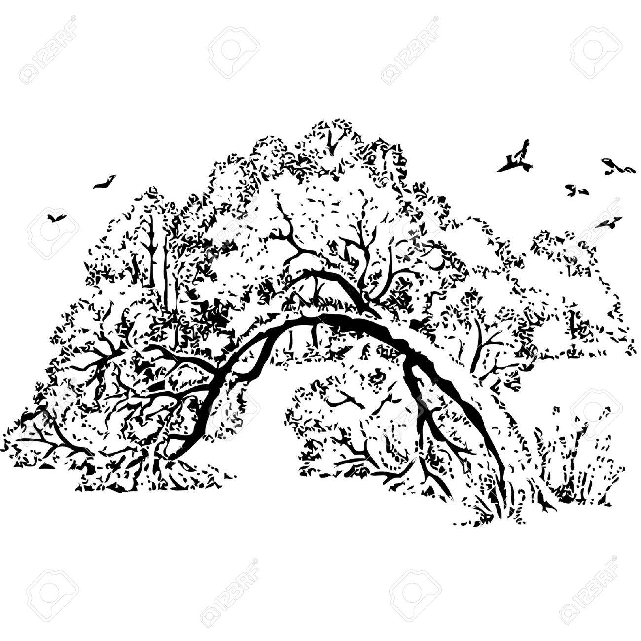 1300x1300 Hand Drawn Vector Illustration.winter Landscape, The Fallen Tree