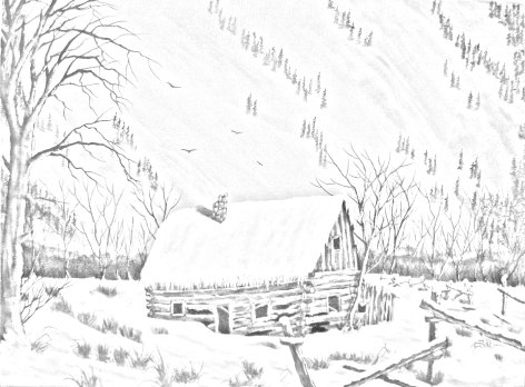 472x348 Cabin In The Snow Country And Landscape Downloadable Adult Adult