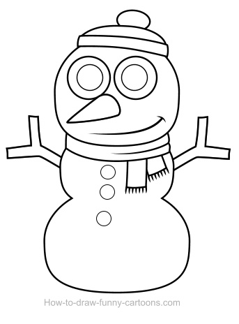 343x464 Drawn Snowman Line Drawing