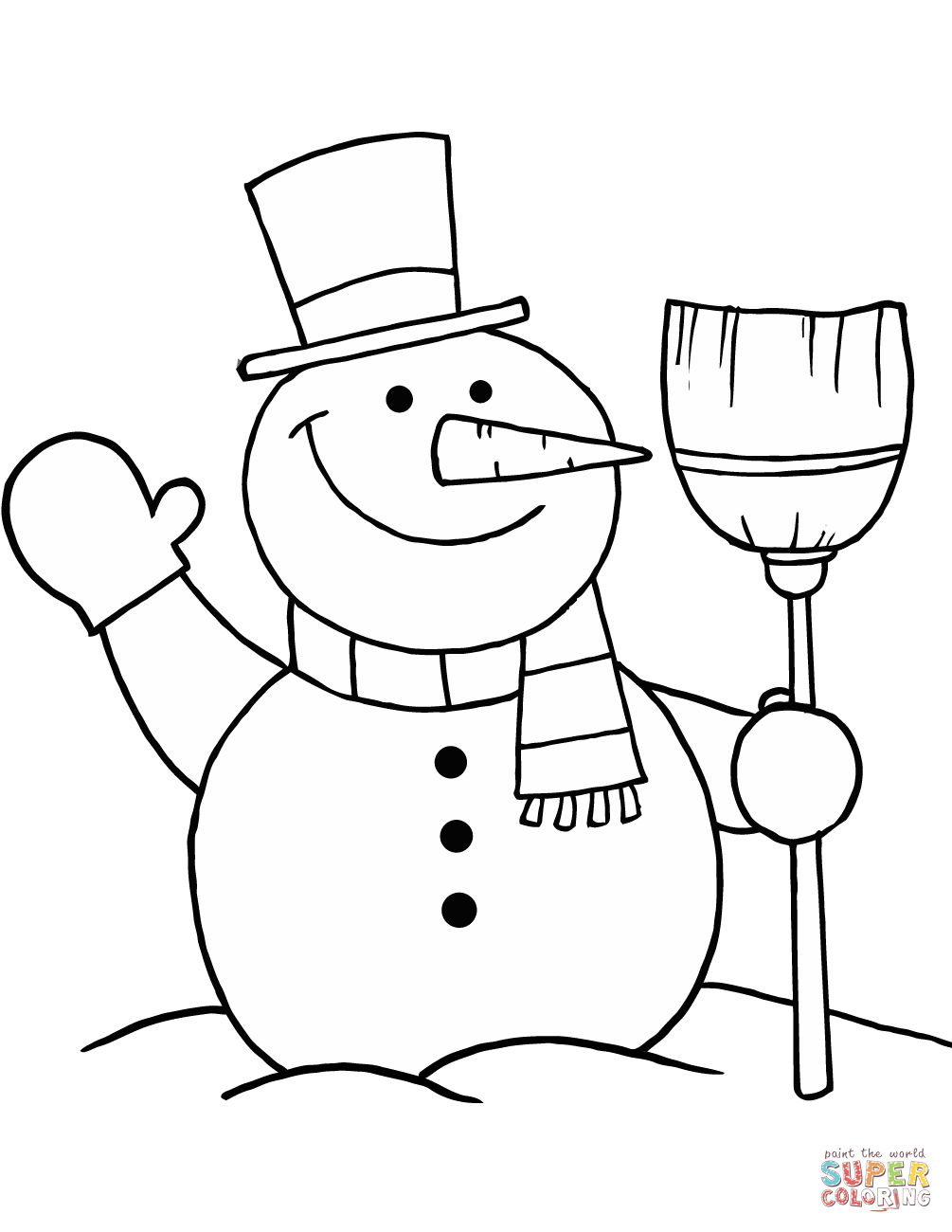 1005x1300 Snowman With Broom Coloring Page Free Printable Coloring Pages
