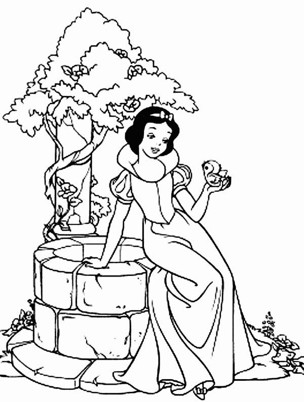 600x794 Snow White Sitting On The Side Of Well Coloring Page Color Luna