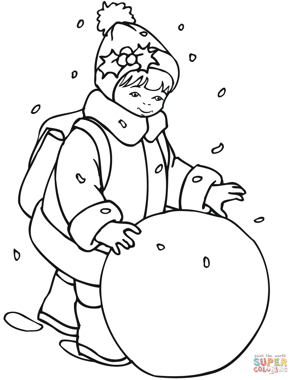 1005x1300 Little Girl Rolling A Snowball Coloring Page Free Printable
