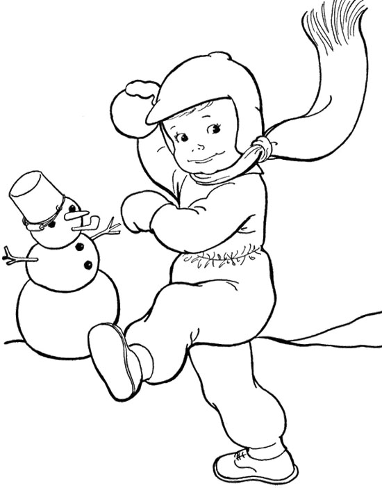550x702 Throwing Snowballs Winter Coloring Page Winter