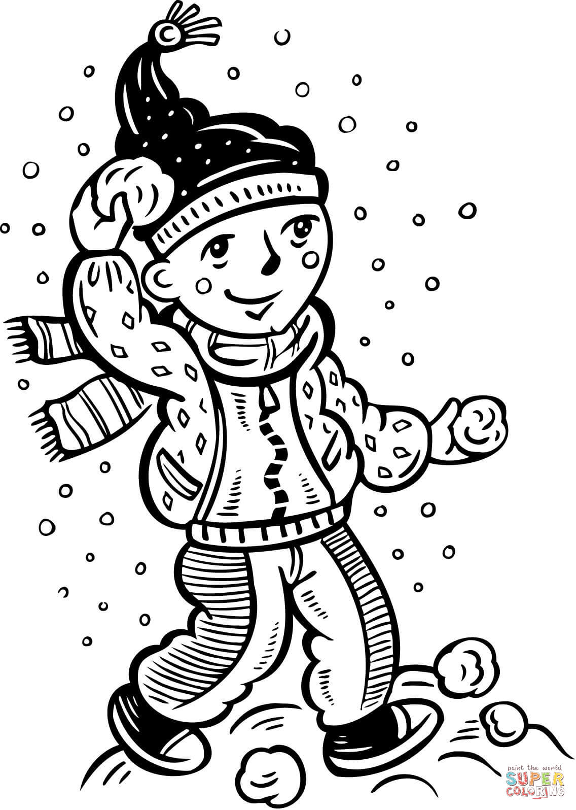 1136x1596 Girl In A Snowball Fight Coloring Page Free Printable Coloring Pages