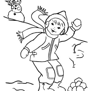 300x300 Snowball Fight With Friends During Winter Coloring Page