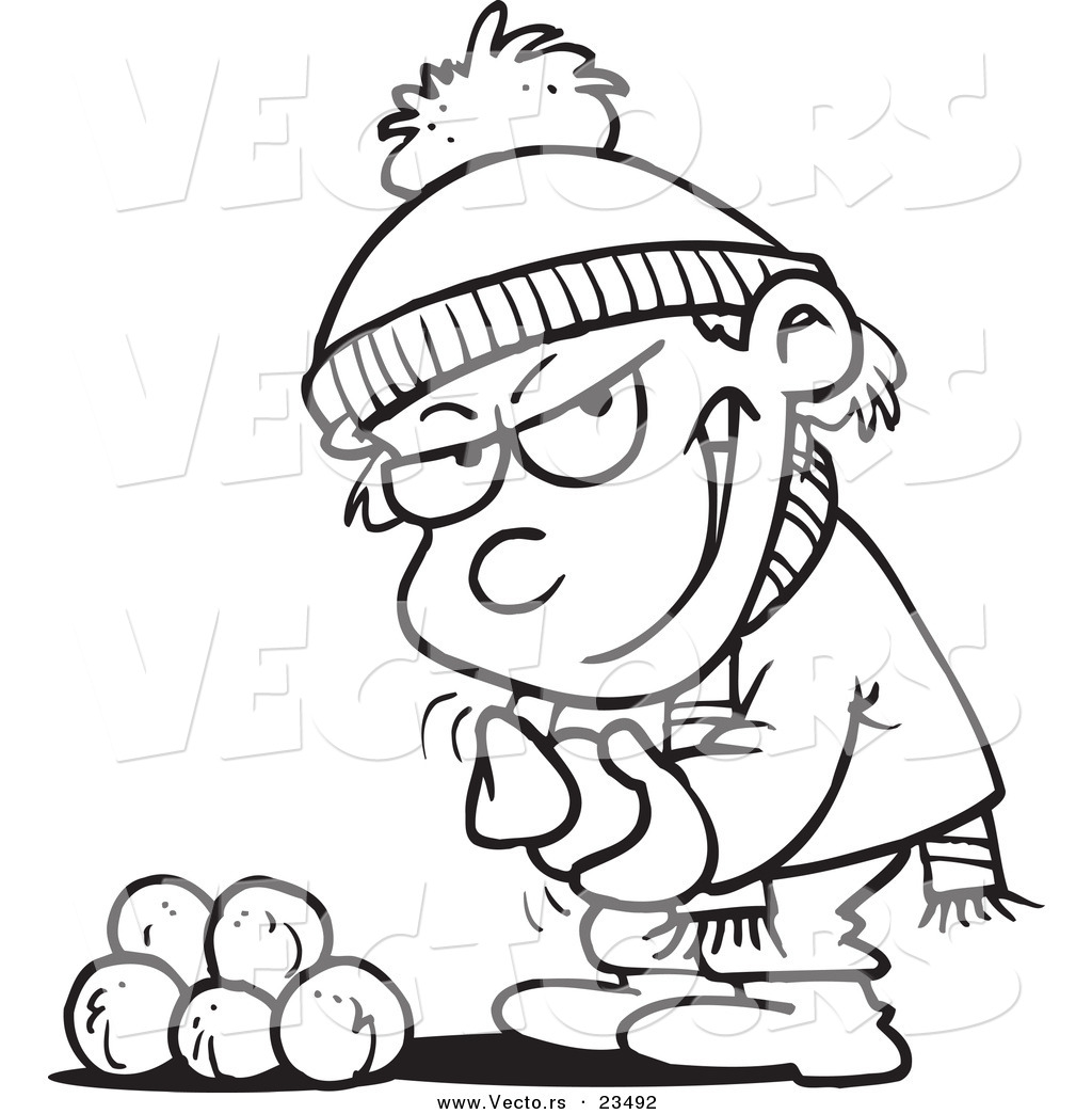 1024x1044 Cartoon Vector Of Cartoon Boy Gathering Snowballs For A Fight