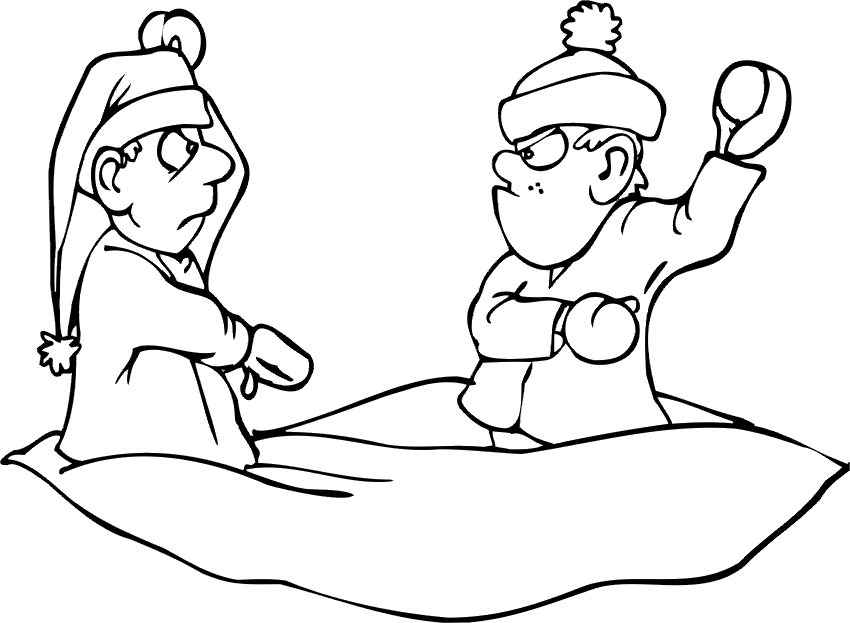 850x623 Coloring Images Of Snowball Fight Snow Winter Coloring Pages