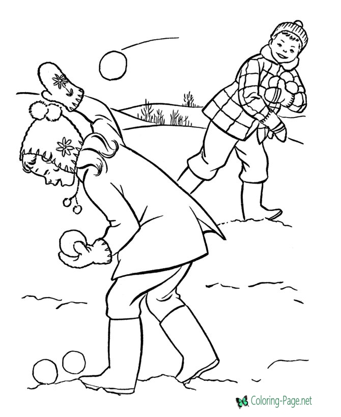670x820 Coloring Pages Snowball Fight