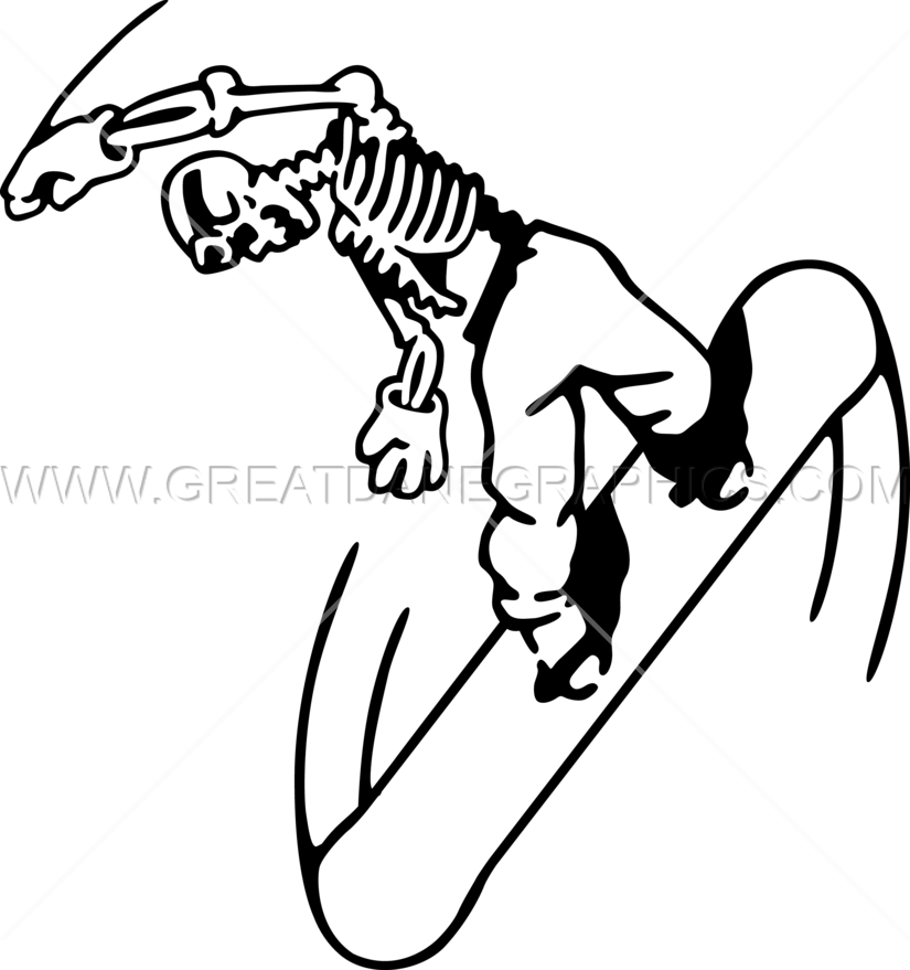 825x879 Skeleton Snowboarding Production Ready Artwork For T Shirt Printing