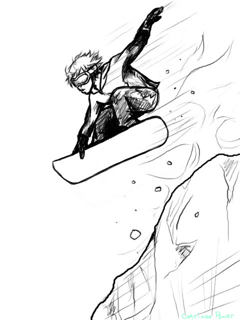 480x640 Snowboarding Sketch