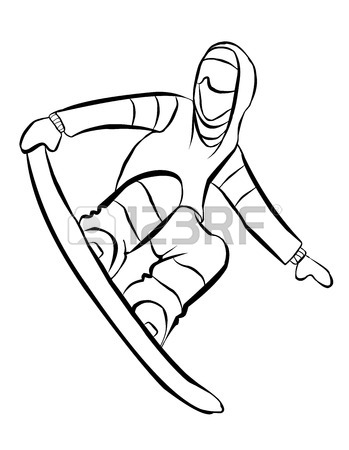 349x450 Winter Sport, Snowboarding. Hand Drawing Snowboarder Holding