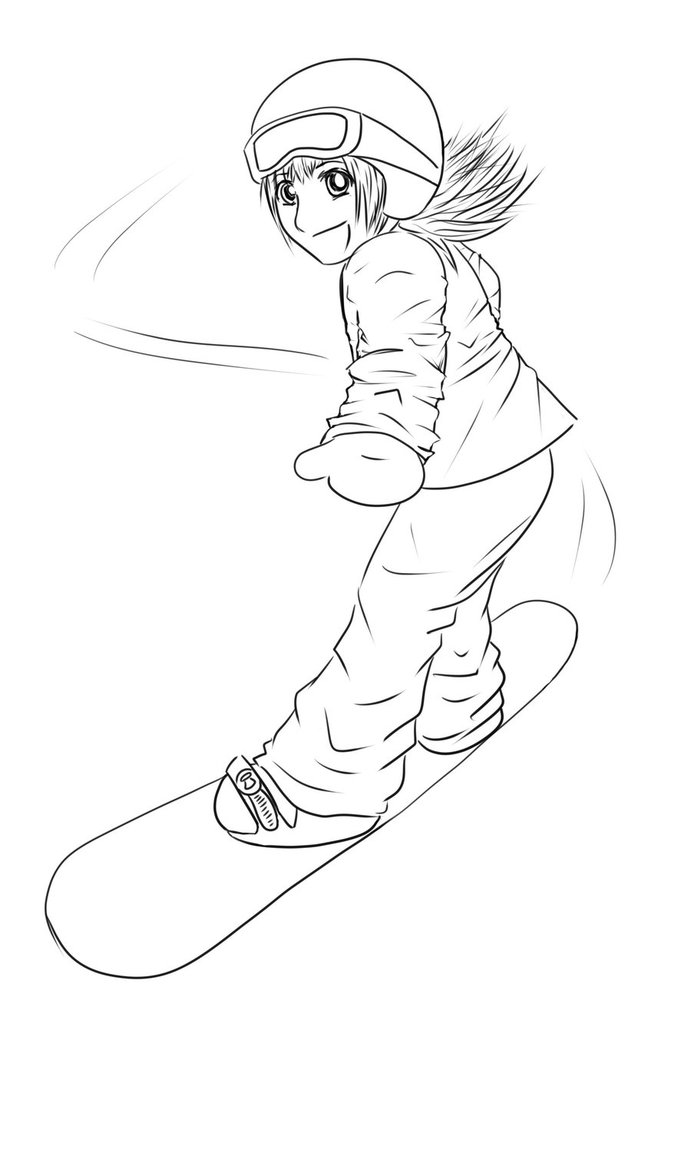 691x1156 Yoko95 Snowboarding Lineart By Yoko95
