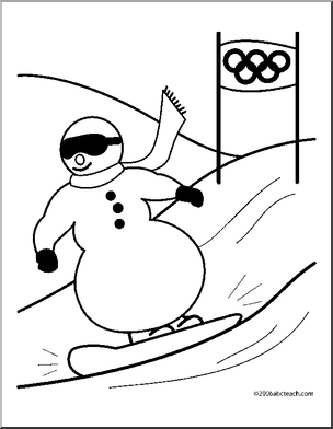 304x392 Coloring Page Cartoon Snowman Snowboarding