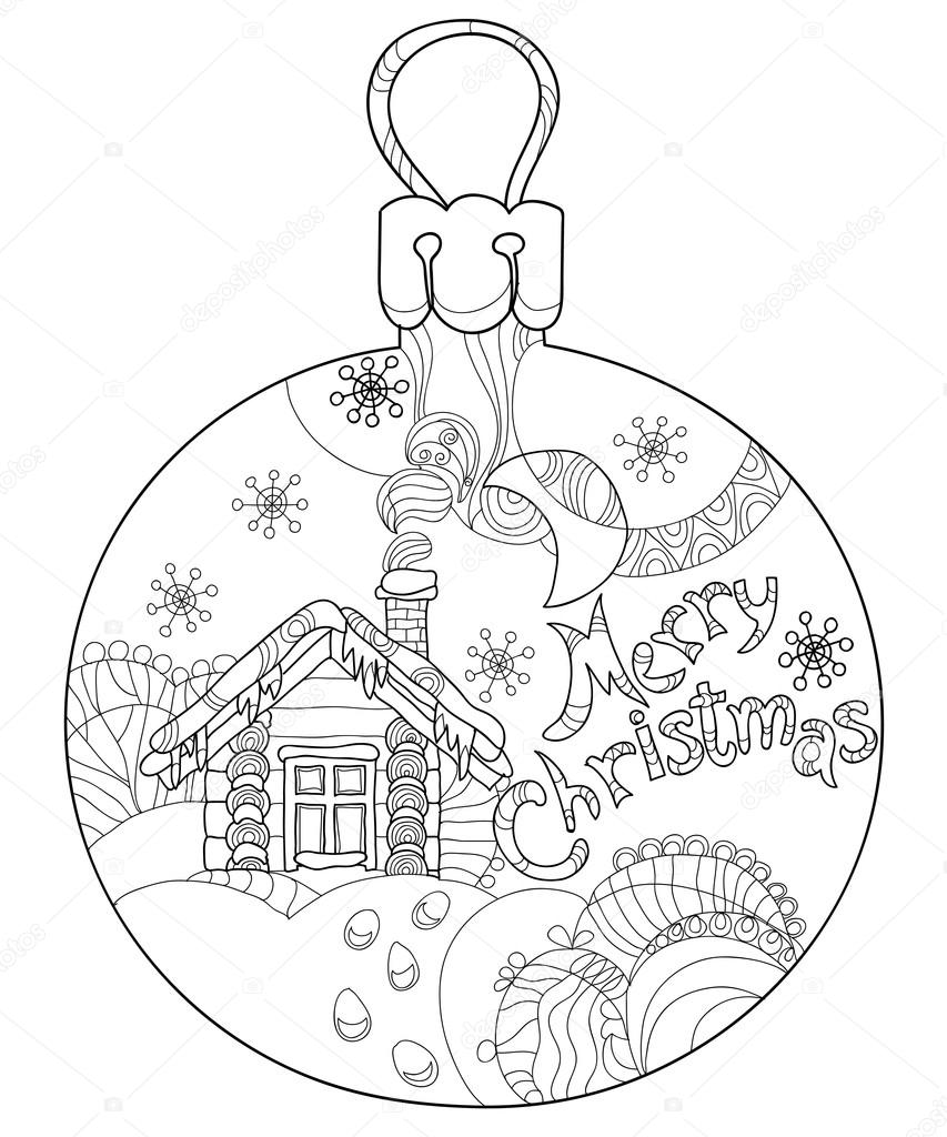 853x1024 Winter Night Landscape In A Glass Christmas Ball Stock Vector