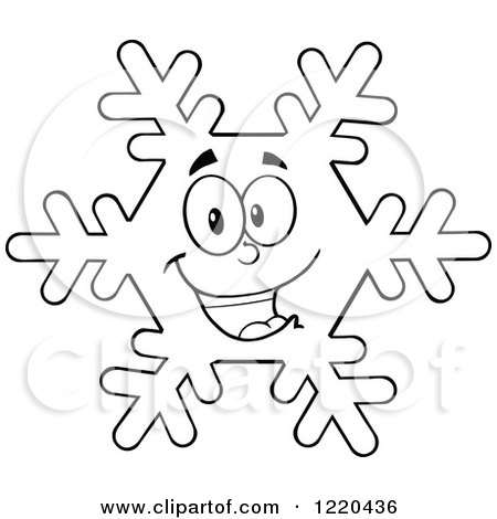 450x470 Clipart Of An Outlined Happy Snowflake Mascot