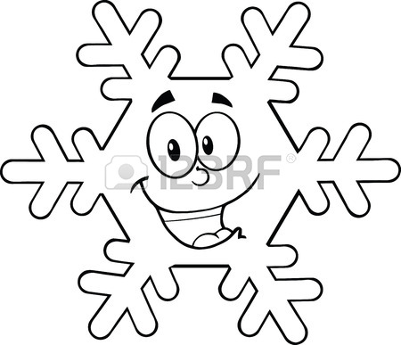 450x387 Black And White Snowflake Cartoon Mascot Character Illustration