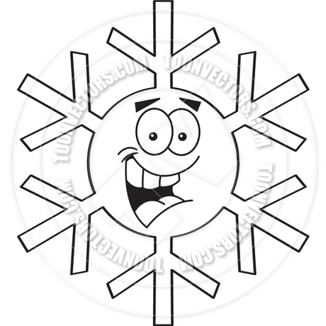 460x460 Cartoon Snowflake (Black And White Line Art) By Kenbenner Toon