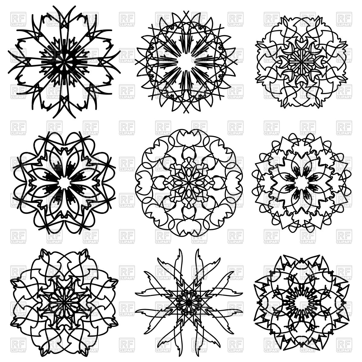 1200x1200 Ornamental Snowflake Patterns Royalty Free Vector Clip Art Image
