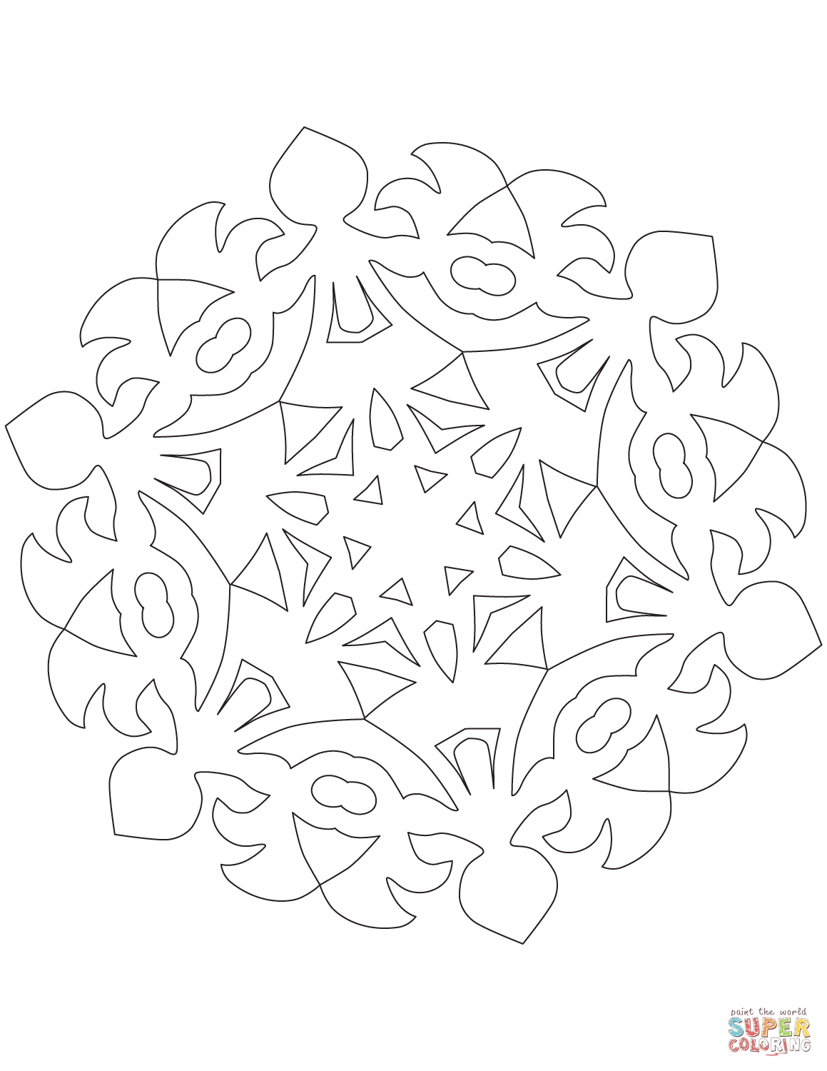 1159x1500 Snowflake With Round Dance Pattern Coloring Page Free Printable